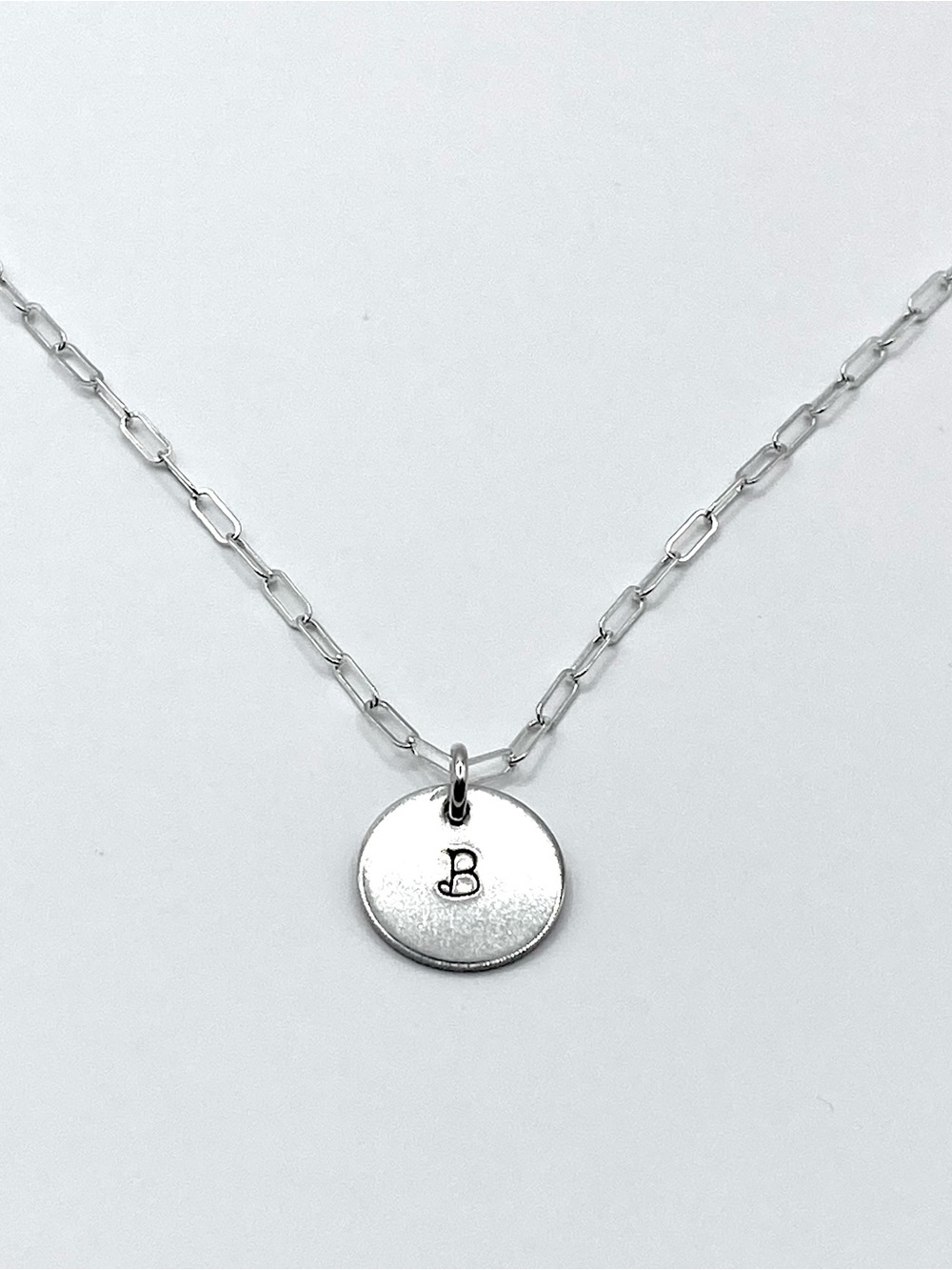 Vintage Style .925 Sterling Silver 18” Antiqued Initial B Charm Necklace